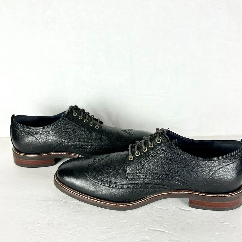 Cole Haan Men's Watson Casual Wigtip Oxford Dress Shoe Size 10 Black EUC Leather